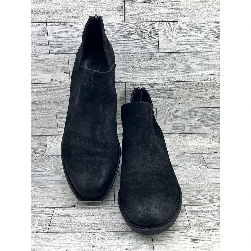 Born Shoes Women Size 9 Black Suede Leather Boots Back‎ Zip Casual CBFD19 F33603